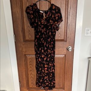 Maurices Black and Orange Floral Jumpsuit